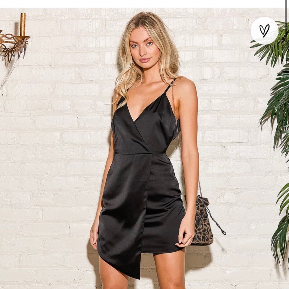 Lulus satin little black dress